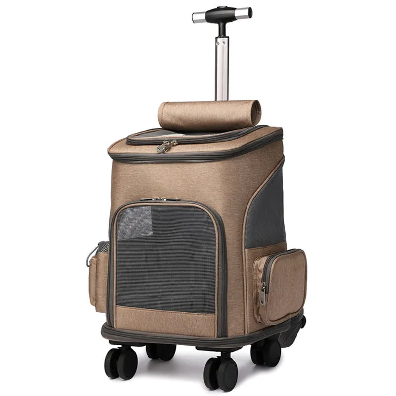 Whisker Wheels: Portable Folding Pet Trolley Backpack - Travel with Ease!