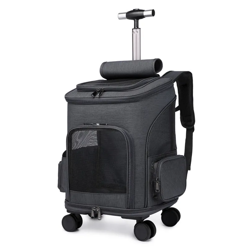 Whisker Wheels: Portable Folding Pet Trolley Backpack - Travel with Ease!