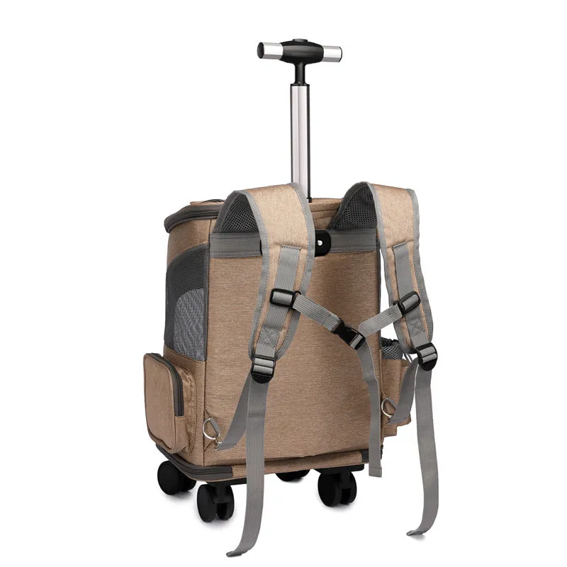 Whisker Wheels: Portable Folding Pet Trolley Backpack - Travel with Ease!