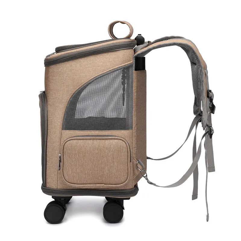 Whisker Wheels: Portable Folding Pet Trolley Backpack - Travel with Ease!