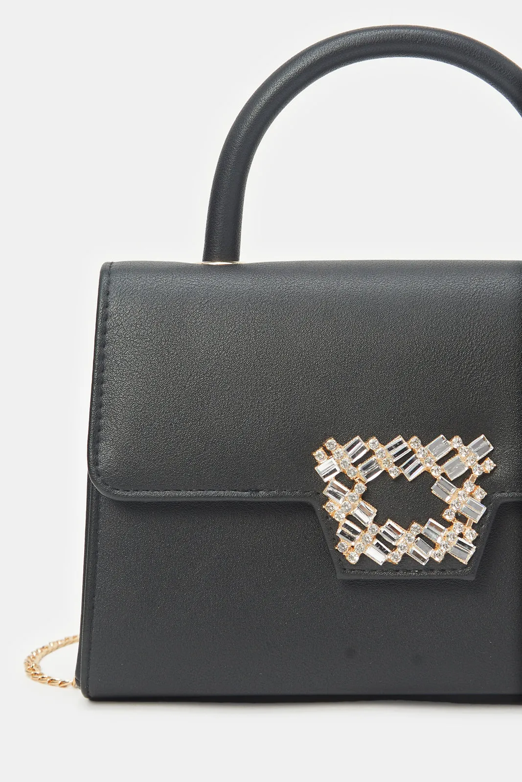 Women Black Embellished Evening Bag