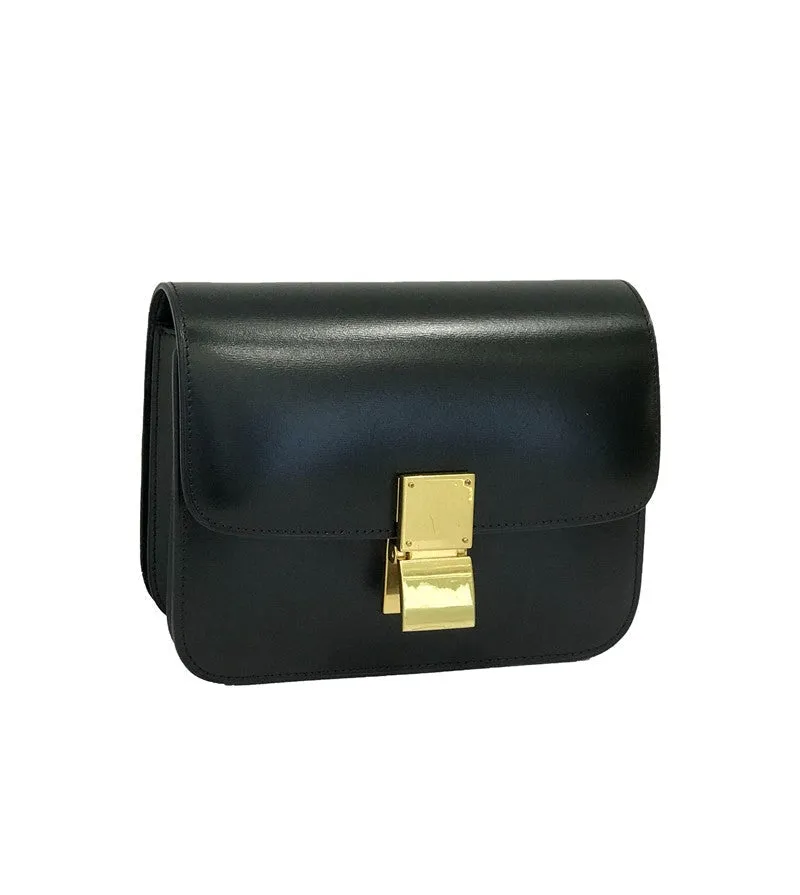 Womens Calfskin Leather Box Bag