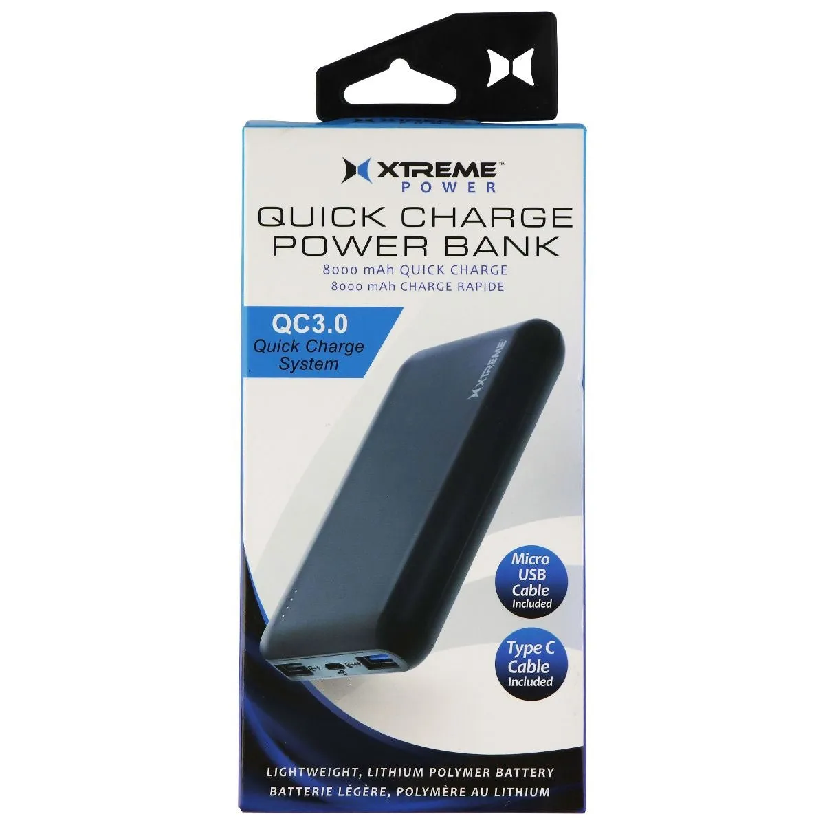 Xtreme Power 8000mAh Quick Charge Dual USB Power Bank - Black